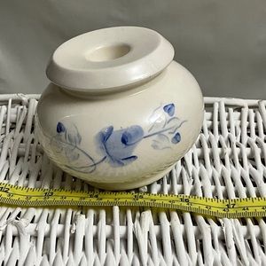 Vintage Hand Painted Blue and White Rose Candle Holder- Lasting Products Inc.
